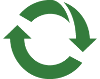 Icône verte de deux flèches formant un cercle