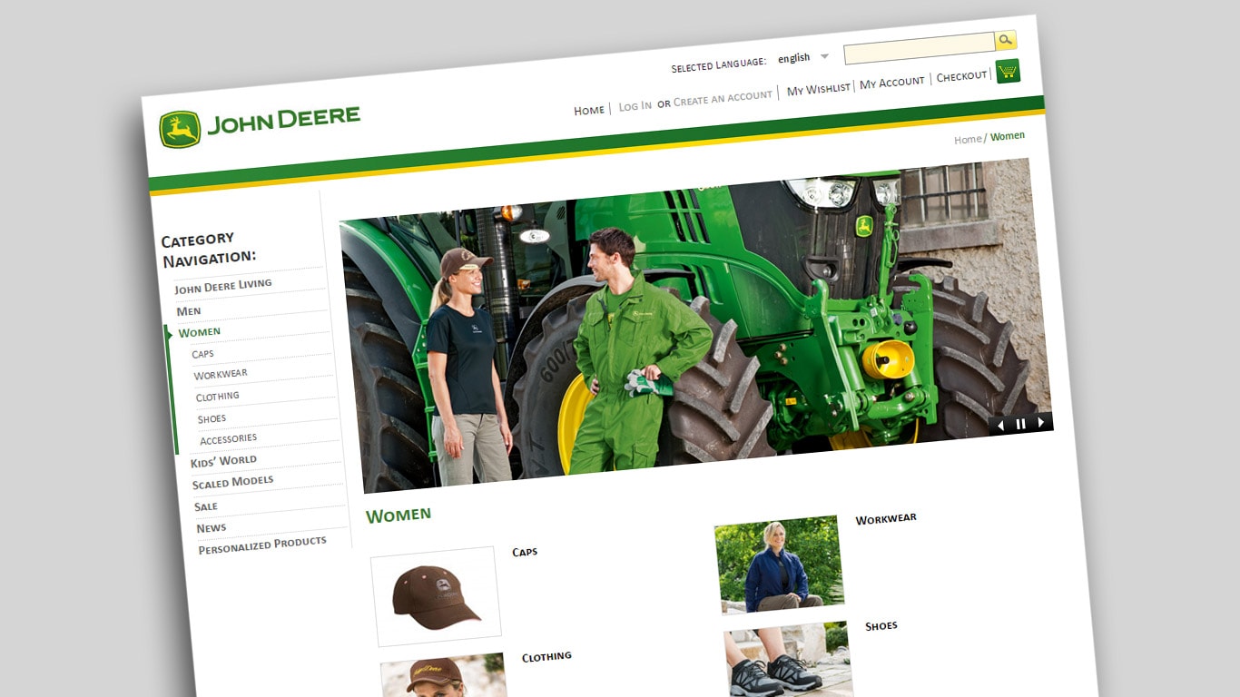 Online winkel van John Deere