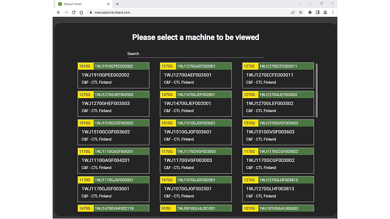 Liste des machines