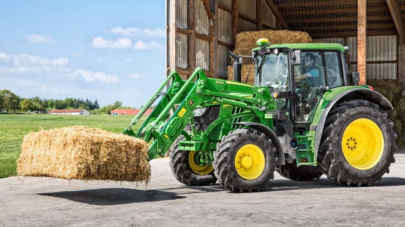 Modèle réduit en métal : Tracteur John Deere avec chargeur frontal